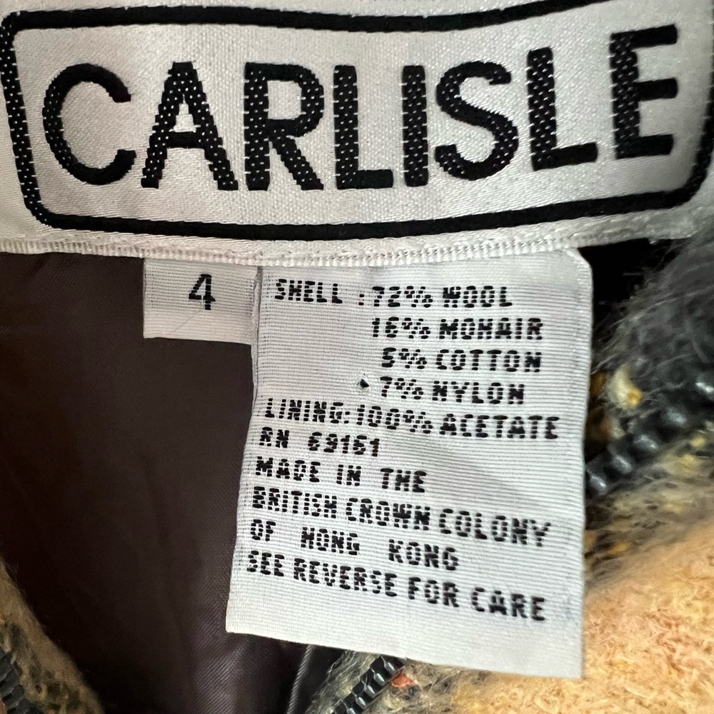 VTG 90s Carlisle crop wool mohair jacket 4 vintage MINT lined pockets roll cuffs - Picture 3 of 12
